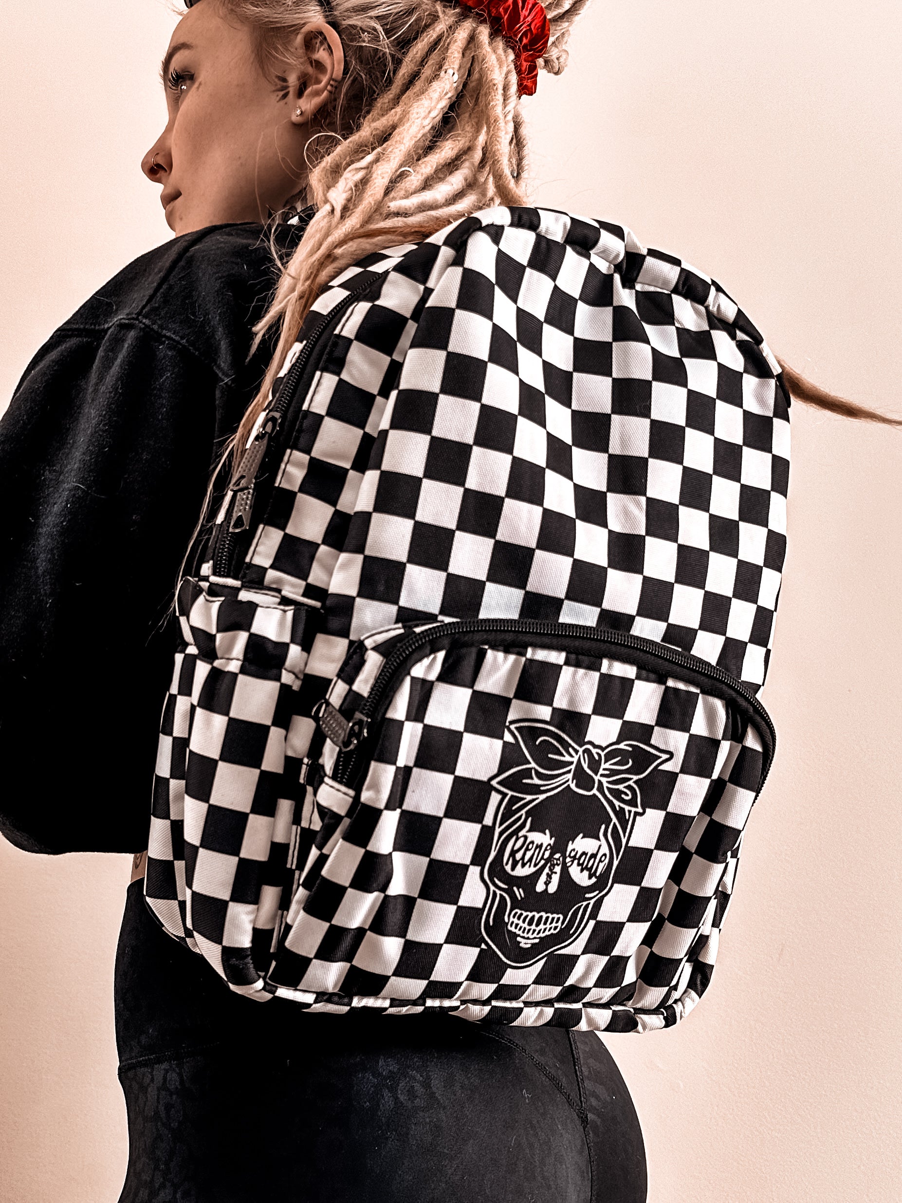 black and white checkered mini backpack Checkered Basic Backpack