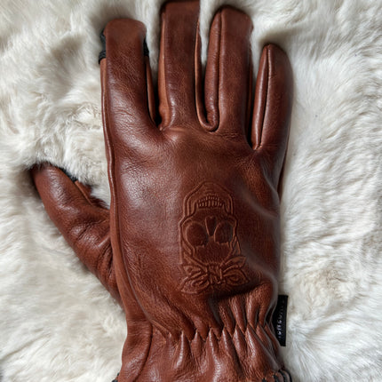 Brown Distressed Leather Gloves
